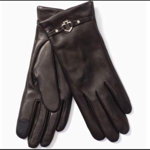 Kate Spade Cut Out Leather Gloves XL